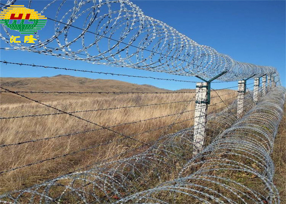 Горяче погруженная оцинкованная проволока BTO-18 Conertina для охраны границ